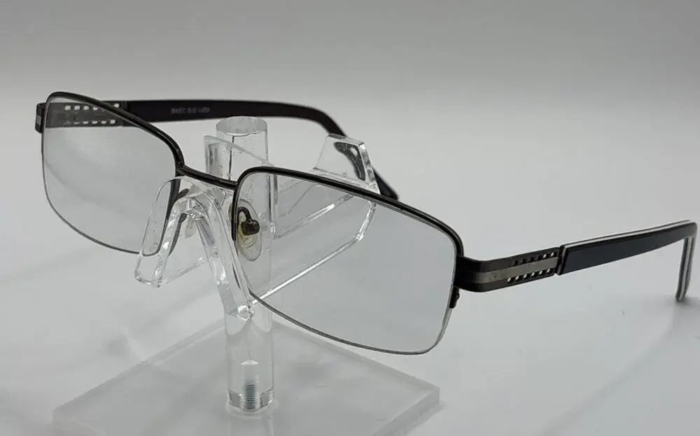 BMEC Big Idea Men's Eyeglasses Brown Gunmetal Semi Rimless 57-17-150 XL